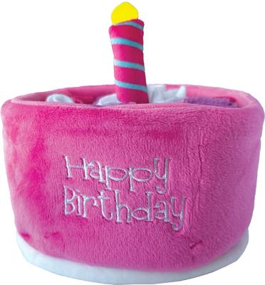 Show full view: fouFIT Hide 'n Seek Birthday Cake Snuffle Squeaky Dog Plush Toy, Pink slide 2 of 4