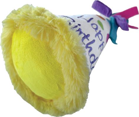 Show full view: fouFIT Hide 'n Seek Birthday Hat Crinkle Squeaky Dog Plush Toy, Multicolor slide 3 of 4