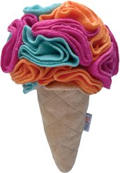 fouFIT Hide 'n Seek Ice Cream Snuffle, Rainbow Sherbet Squeaky Dog Treat Dispenser Toy, Pink, Large