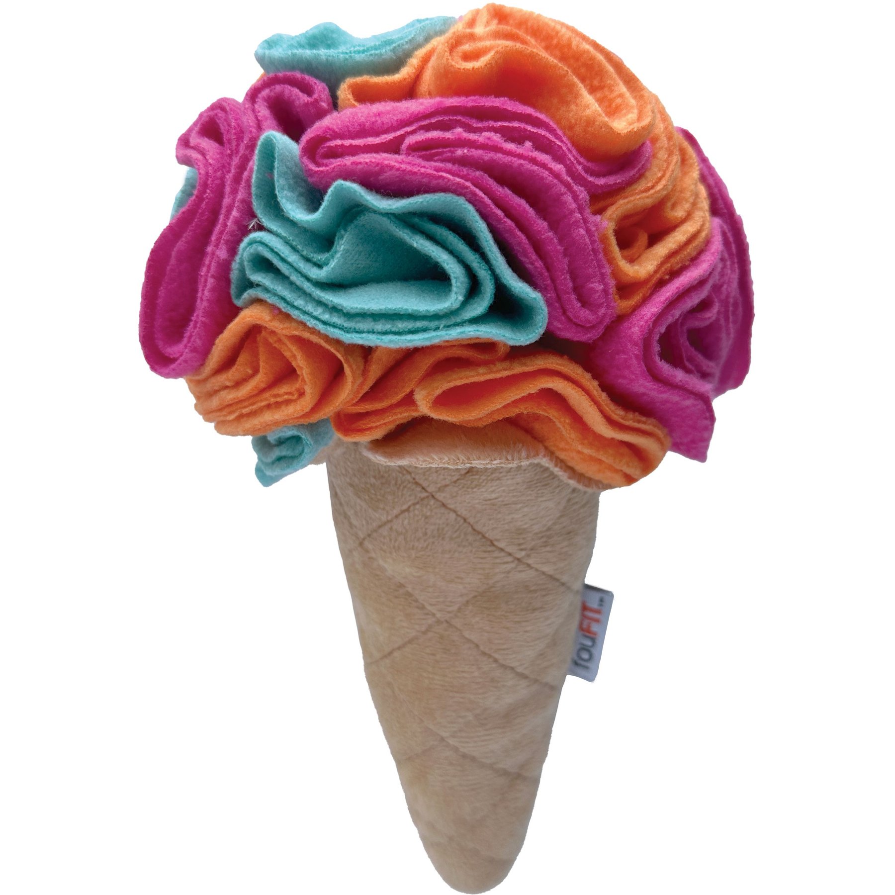 fouFIT Hide 'n Seek Ice Cream Snuffle, Rainbow Sherbet Squeaky Dog Treat Dispenser Toy, Pink, Large
