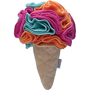 fouFIT Hide 'n Seek Ice Cream Snuffle, Rainbow Sherbet Squeaky Dog Treat Dispenser Toy, Pink, Large