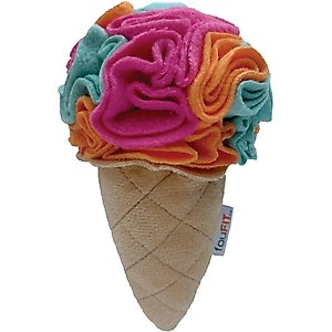 fouFIT Hide 'n Seek Ice Cream Snuffle, Rainbow Sherbet Squeaky Dog Treat Dispenser Toy, Pink, Small