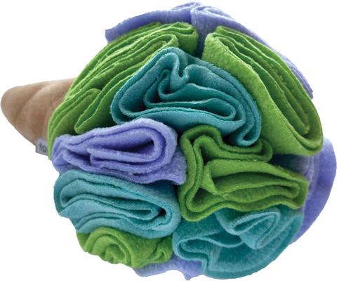 Show full view: fouFIT Hide 'n Seek Ice Cream Snuffle, Superhero Squeaky Dog Treat Dispenser Toy, Blue, Large slide 2 of 6