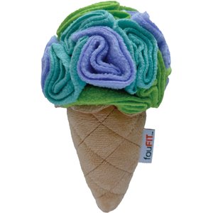 fouFIT Hide 'n Seek Ice Cream Snuffle, Superhero Squeaky Dog Treat Dispenser Toy, Blue, Small