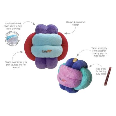 Show full view: fouFIT Hide 'n Seek Knotted Snuffle Ball Dog Toy, Red/Blue/Purple, Large slide 4 of 5
