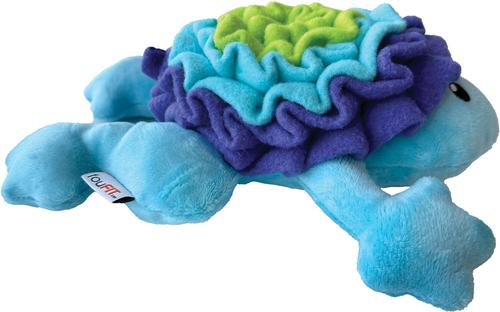 Show full view: fouFIT Hide 'n Seek Under the Sea Snuffle, Frog Squeaky Dog Treat Dispenser Toy, Blue slide 3 of 6