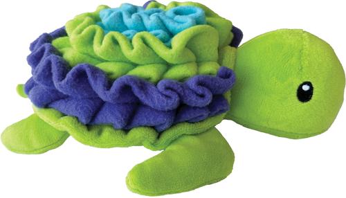 Show full view: fouFIT Hide 'n Seek Under the Sea Snuffle, Turtle Squeaky Dog Treat Dispenser Toy, Green slide 3 of 7
