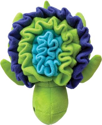 Show full view: fouFIT Hide 'n Seek Under the Sea Snuffle, Turtle Squeaky Dog Treat Dispenser Toy, Green slide 4 of 7