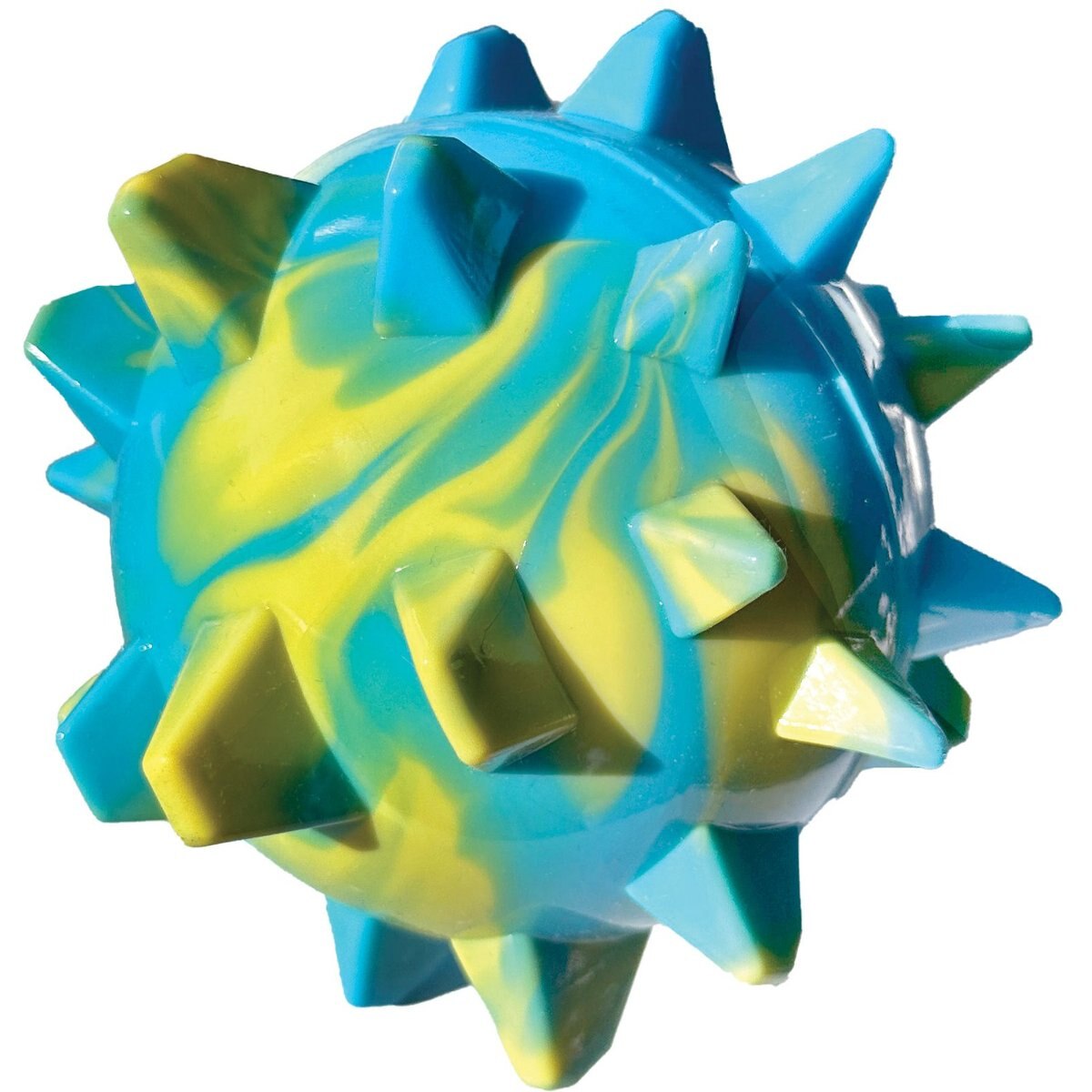 fouFIT TPR Bump'n Spike Tough Squeaky Dog Ball Toy, Blue