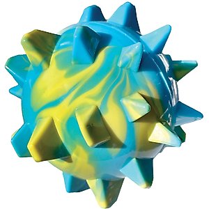 fouFIT TPR Bump'n Spike Tough Squeaky Dog Ball Toy, Blue