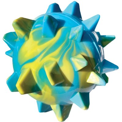 fouFIT fouFIT TPR Bump'n Spike Tough Squeaky Dog Ball Toy, Blue