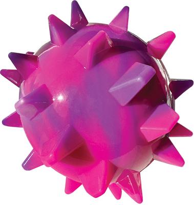 Show full view: fouFIT TPR Bump'n Spike Tough Squeaky Dog Ball Toy, Pink slide 2 of 3
