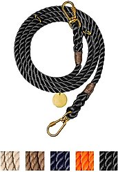 Found My Animal Adjustable Rope Dog Leash, Black, 7-ft, Small