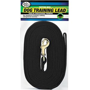 Four Paws Cotton Web Training Dog Lead, Black, 20-ft