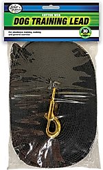 Four Paws Cotton Web Training Dog Lead, Black, 30-ft