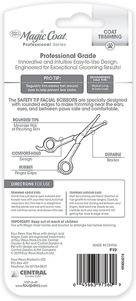 Show full view: Four Paws Magic Coal Professional Series Safety Tip Facial Dog Scissors, Blue slide 2 of 11