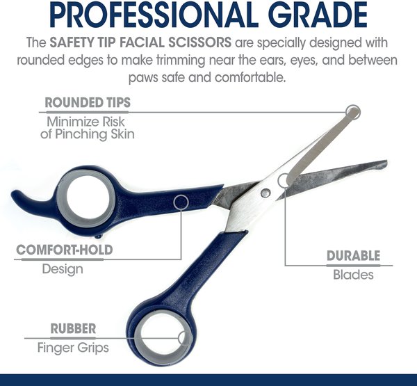 Show full view: Four Paws Magic Coal Professional Series Safety Tip Facial Dog Scissors, Blue slide 4 of 11