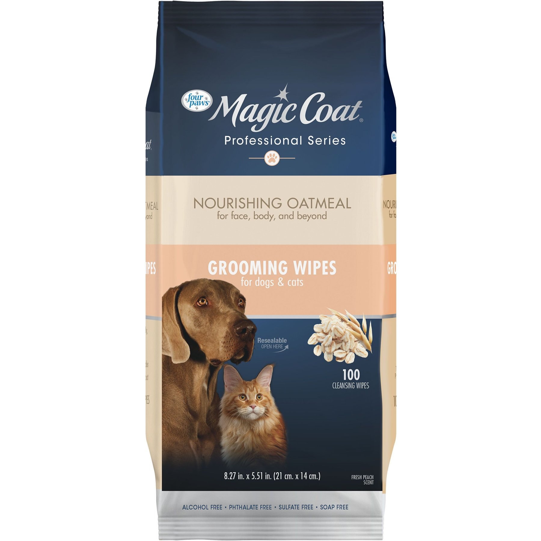 Four Paws Magic Coat Professional Series Dog & Cat Grooming Wipes, 100 count