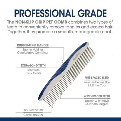 Show full view: Four Paws Magic Coat Professional Series Non-Slip Grip Dog Comb, Blue slide 2 of 10