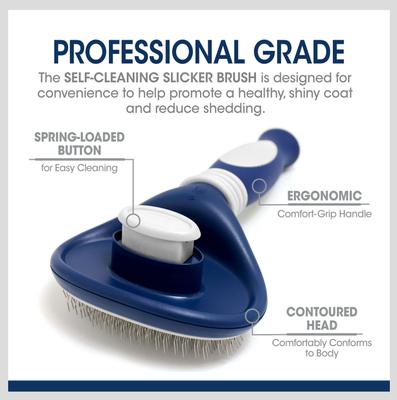 Show full view: Four Paws Magic Coat Professional Series Self-Cleaning Slicker Dog Brush, Blue, Large slide 3 of 12