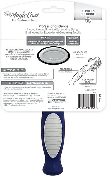 Show full view: Four Paws Magic Coat Professional Series Self-Cleaning Slicker Dog Brush, Blue, Large slide 8 of 11