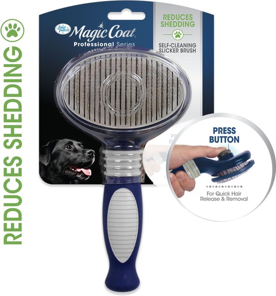 Show full view: Four Paws Magic Coat Professional Series Self-Cleaning Slicker Dog Brush, Blue, Large slide 9 of 11
