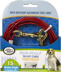 Four Paws Medium Weight Tie Out Cable, 15-ft