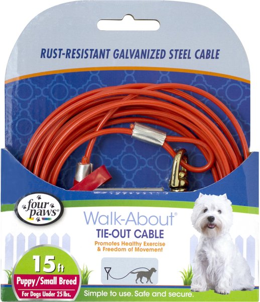 Discontinued FOUR PAWS Puppy Tie Out Cable, Orange, 15-ft