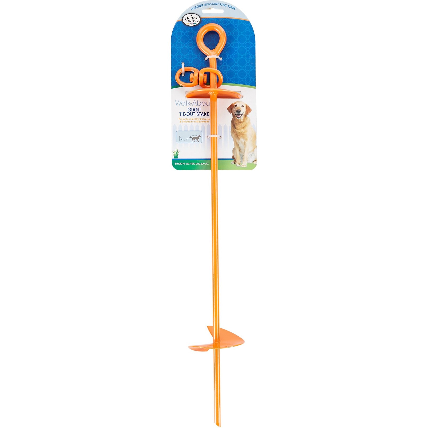 Four Paws Walk-About Giant Tie Out Stake, 28-in