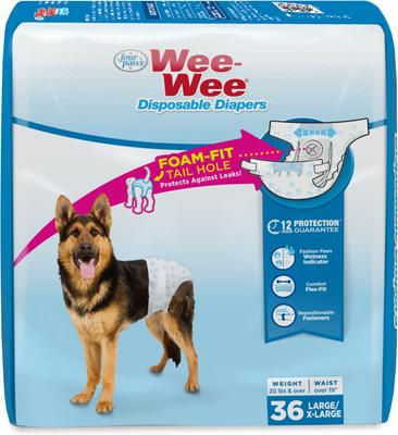 Show full view: Four Paws Wee-Wee Disposable Dog Diapers, Large/X-Large, 36 count slide 2 of 12
