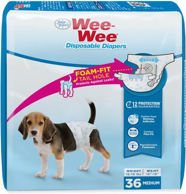 Show full view: Four Paws Wee-Wee Disposable Dog Diapers, Medium, 36 count slide 2 of 12