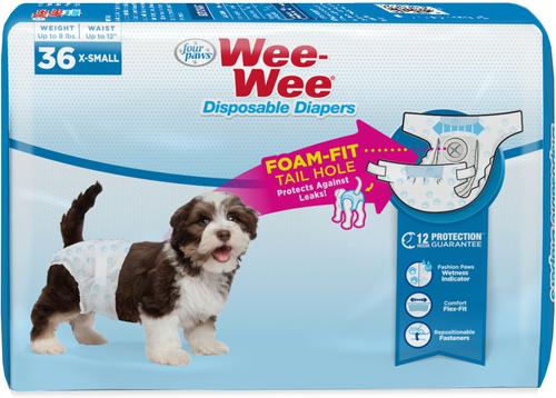 Show full view: Four Paws Wee-Wee Disposable Dog Diapers, X-Small, 36 count slide 3 of 13