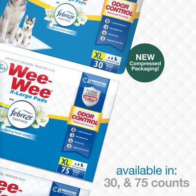 Show full view: Four Paws Wee-Wee Odor Control with Febreze Freshness Dog Pads, X-Large, 28 x 30-in, 30 count slide 9 of 12