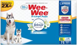 Four Paws Wee-Wee Odor Control with Febreze Freshness Dog Pads, X-Large 28 x 30-in, 75 count
