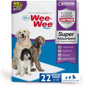 Four Paws Wee-Wee Super Absorbent Dog Pee Pads, 24 x 24-in, 22 count