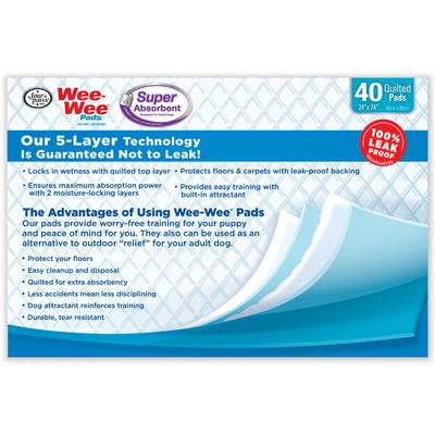 Show full view: Four Paws Wee-Wee Super Absorbent Dog Pee Pads, 24 x 24-in, 40 count slide 8 of 12
