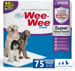 Four Paws Wee-Wee Super Absorbent Dog Pee Pads, 24 x 24-in, 75 count