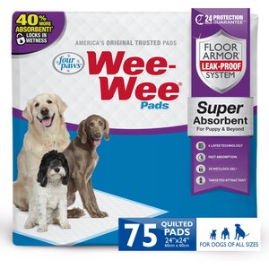 Four Paws Wee-Wee Super Absorbent Dog Pee Pads, 24 x 24-in, 75 count