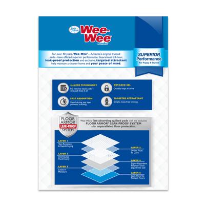 Show full view: Four Paws Wee-Wee Superior Performance Dog Pee Pads, 22 x 22-in, 14 count slide 8 of 13