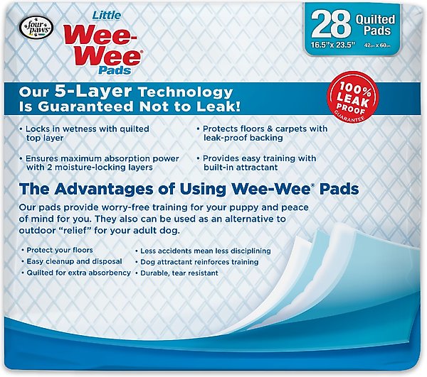 Show full view: Four Paws Wee-Wee Superior Performance Little Dog Pee Pads, 16.5 x 23.5-in, 28 count slide 3 of 12