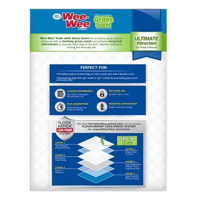 Show full view: Four Paws Wee-Wee Ultimate Attractant Dog Pee Pads, 22 x 23-in, Grass Scent, 10 count slide 6 of 9