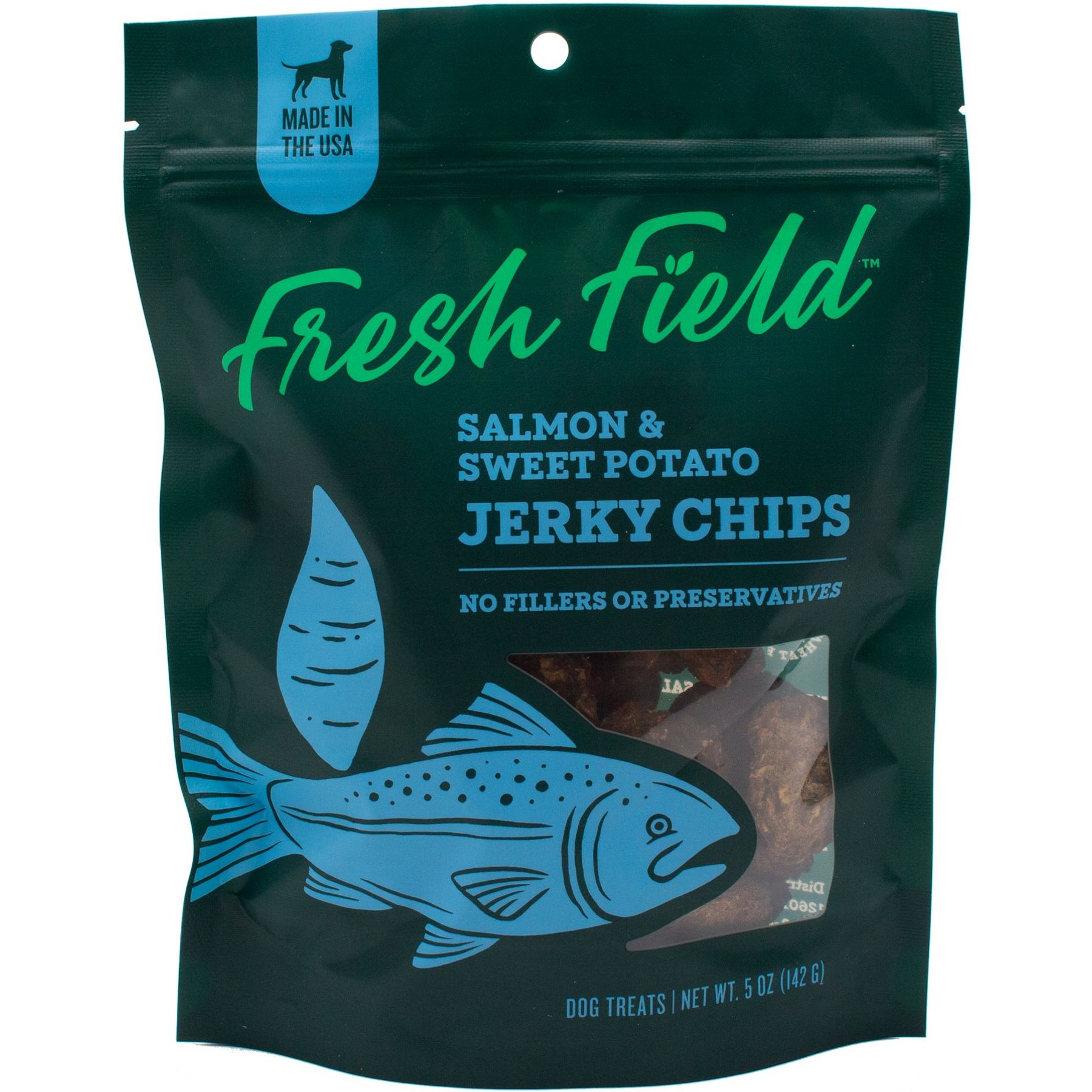 Fresh Field Salmon & Sweet Potato Non-GMO Jerky Dog Treats, 5-oz bag