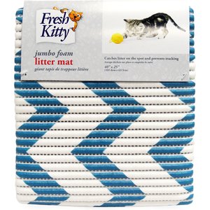 Fresh Kitty Jumbo Foam Chevron Cat Litter Mat, Blue & White