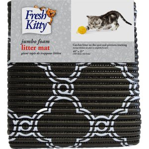 Fresh Kitty Jumbo Foam Quatrefoil Cat Litter Mat, Black & White