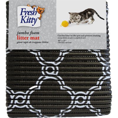 Fresh Kitty Fresh Kitty Jumbo Foam Quatrefoil Cat Litter Mat, Black & White