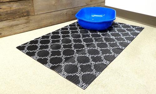 Show full view: Fresh Kitty Jumbo Foam Quatrefoil Cat Litter Mat, Black & White slide 3 of 5