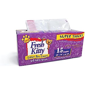 Fresh Kitty Jumbo Thick Litter Box Liners, 15 count
