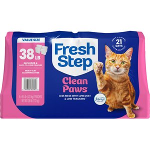 Fresh Step Clean Paws Febreze Freshness Scented Multi-Cat Clumping Cat Litter, 9.5-lb bag, 4 count