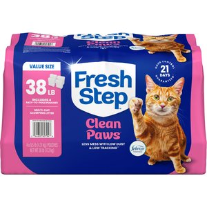 Fresh Step Clean Paws Febreze Freshness Scented Multi-Cat Clumping Cat Litter, 9.5-lb bag, 4 count