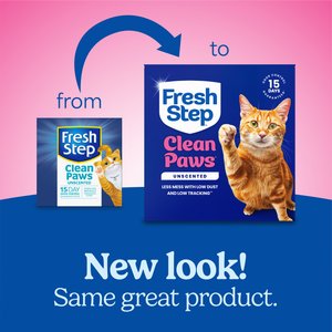 Fresh Step Clean Paws Unscented Multi-Cat Clumping Clay Cat Litter, 22-lb box